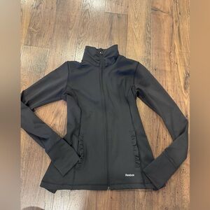 Reebok Women's Black Jacket- ruffle detail & pleated back detail
